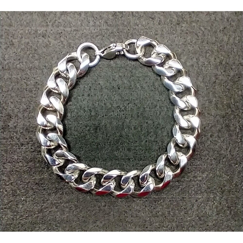 Men's Miami Cuban Curb 15 mm Link Steel Bracelet Sz 8.75  *Biker* High Polish
